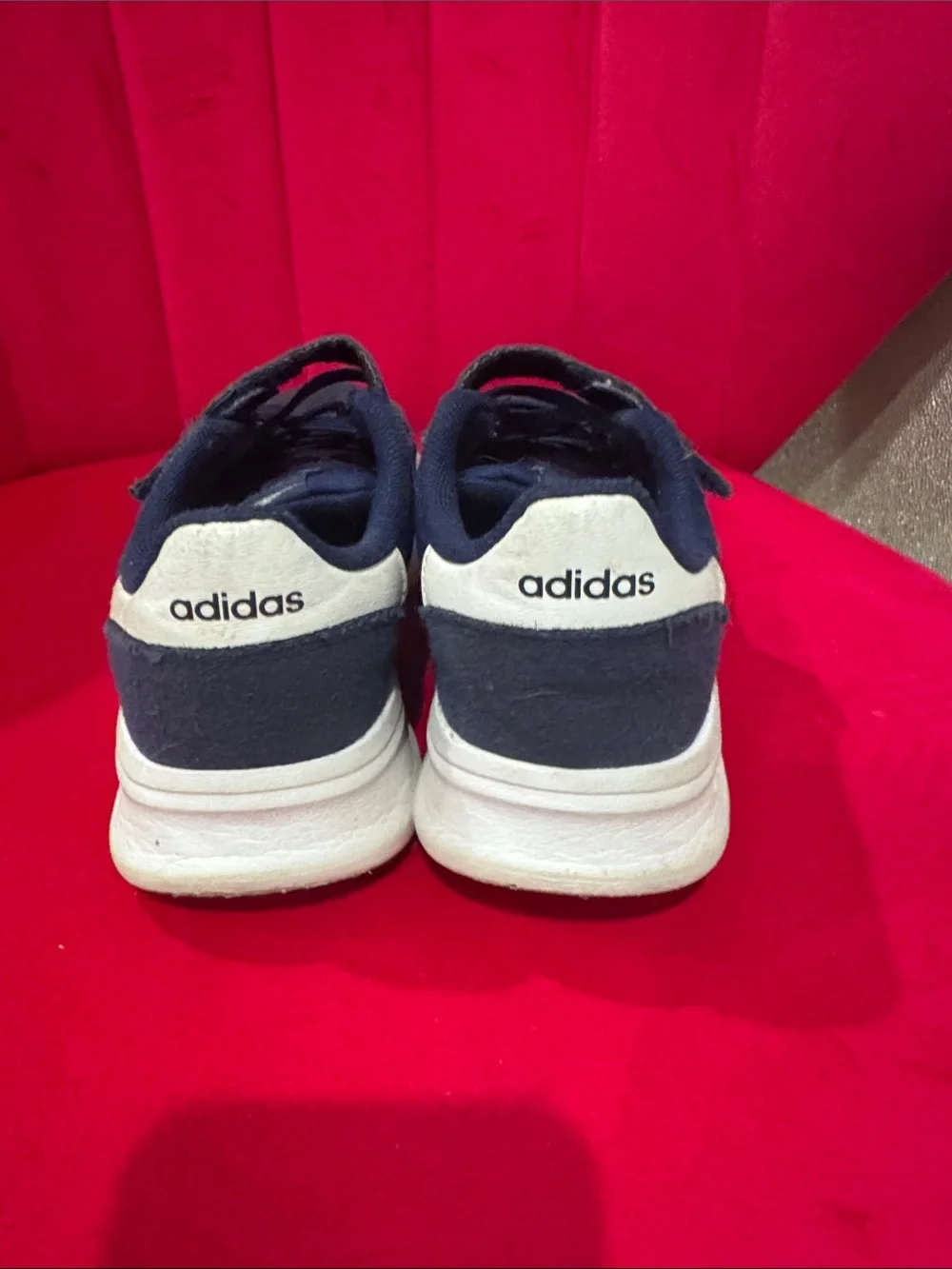 adidas Kids Navy and White Hook-and-Loop Sneakers